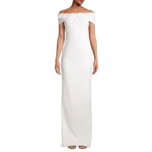 NWT BLACK HALO Lilliana Draped Off-The-Shoulder Gown $525 - Picture 1 of 7